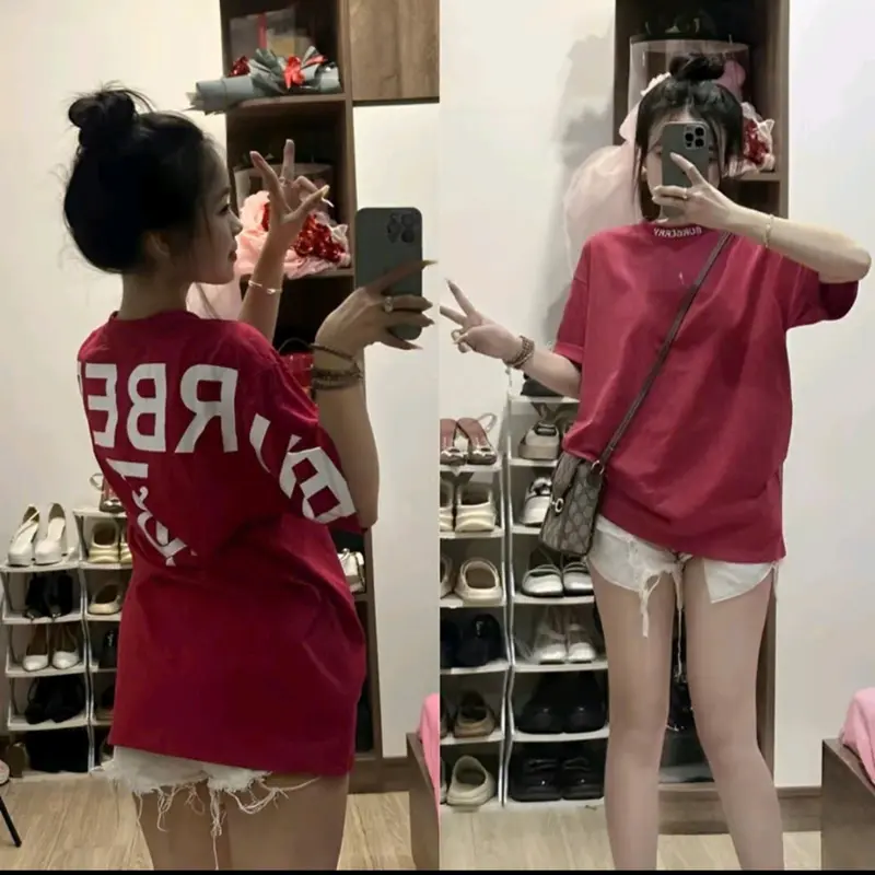 ÁO PHÔNG CỘC TAY NAM NỮ IN CHỮ BUP BƠ RY HOTTREN, CHẤT VẢI MỀM MẠI THOÁNG MÁT 4