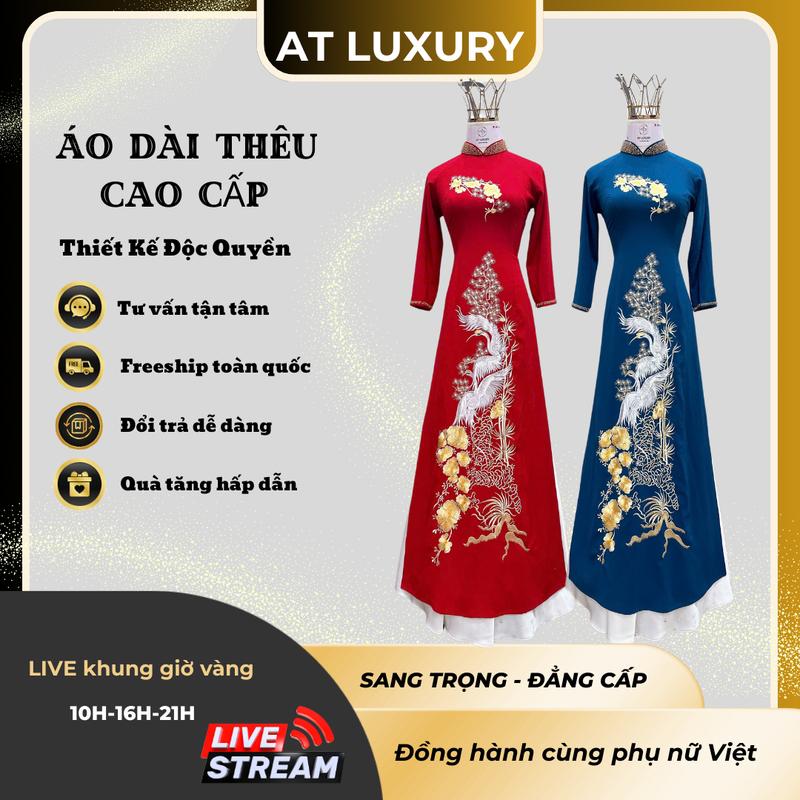 Áo dài Anh Thư áo dài mẹ sui trúc bạch đính kết bản cổ sang trọng nổi bật Nữ Women