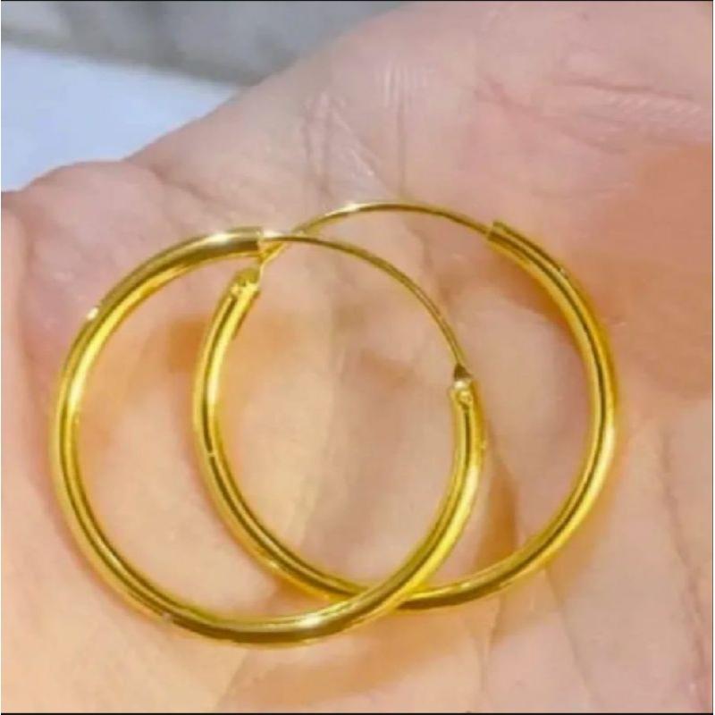 anting gipsy titanium dewasa polos besar gol anti karat terlaris TERLARIS Earrings Kulit Emas 1