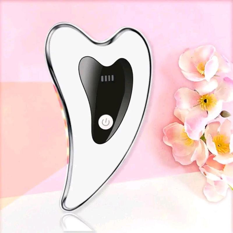 Facial Massager Gua Sha Scraper with LED Light & Vibration Modes -USB charger (800mAh) - Soothing Calming Skincare Device Comfort scraping lymphatic drainage collagen antiaging anti-aging contour face depuff de-puff 1