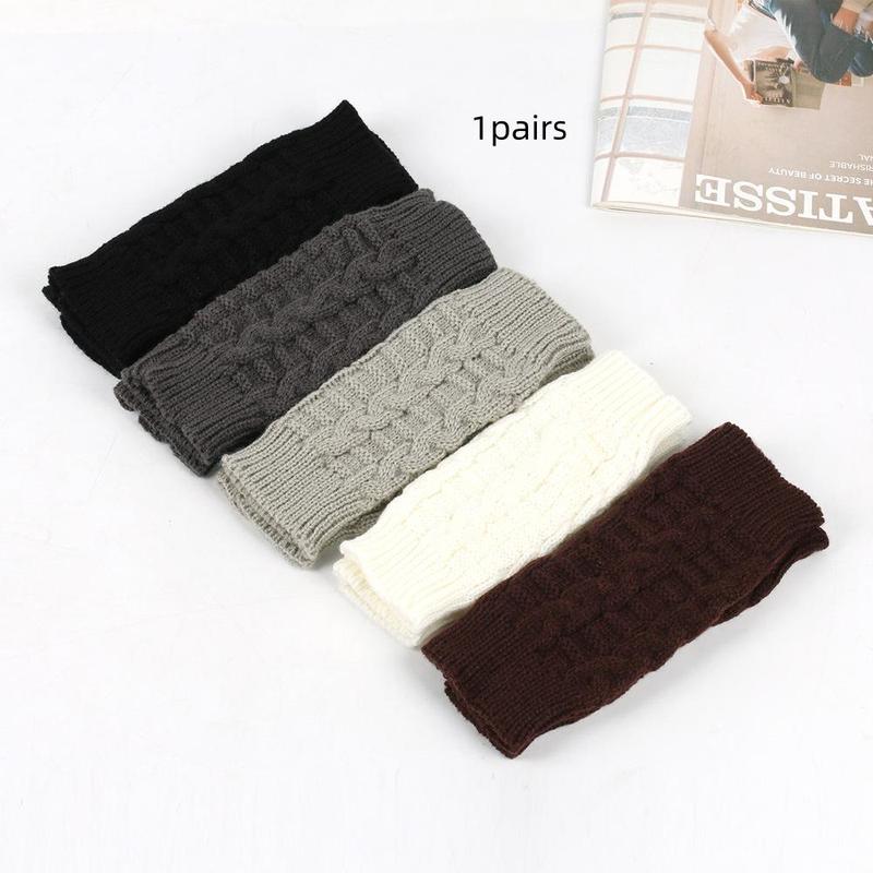 Women's Solid Color Fingerless Knitted Gloves for Christmas Gift, Casual Trendy Warm Gloves for Fall & Winter, Fashionable Sports Gloves for Women & Girls 0