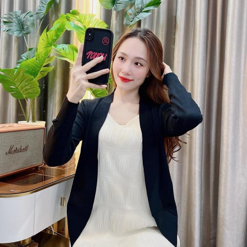 Áo khoác len kiểu dáng đuôi tôm, áo khoác nữ tay dài chất len mỏng phong cách hàn quốc dễ phối đồ 2