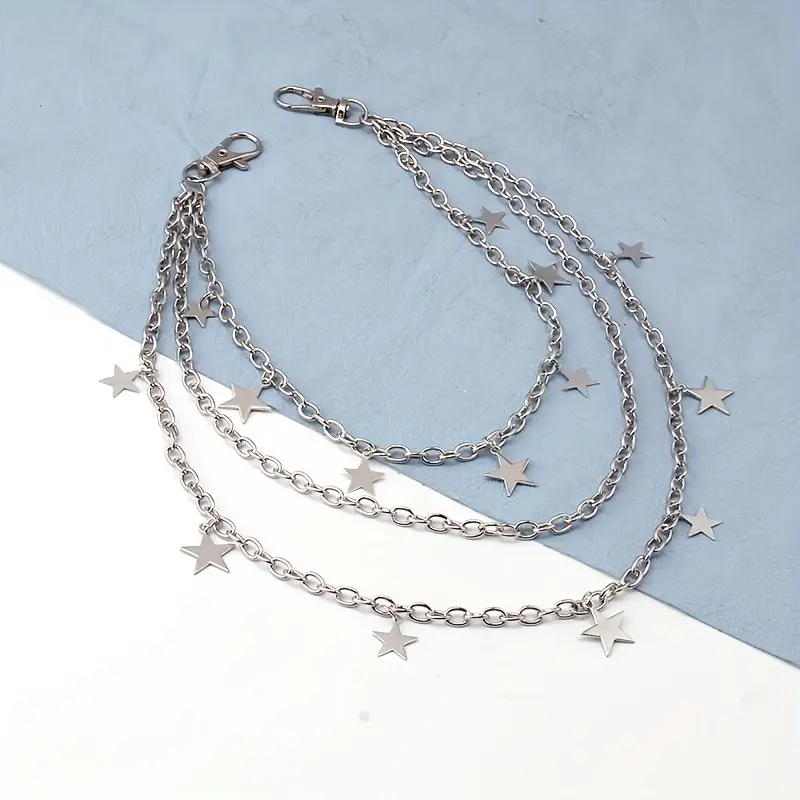 [Layered Chain Punk Star Pendant] Fashion Punk Star Pendant Layered Chain, Ideal For Skirts, Pants And Jeans, Belt Accessories, Gifts 4