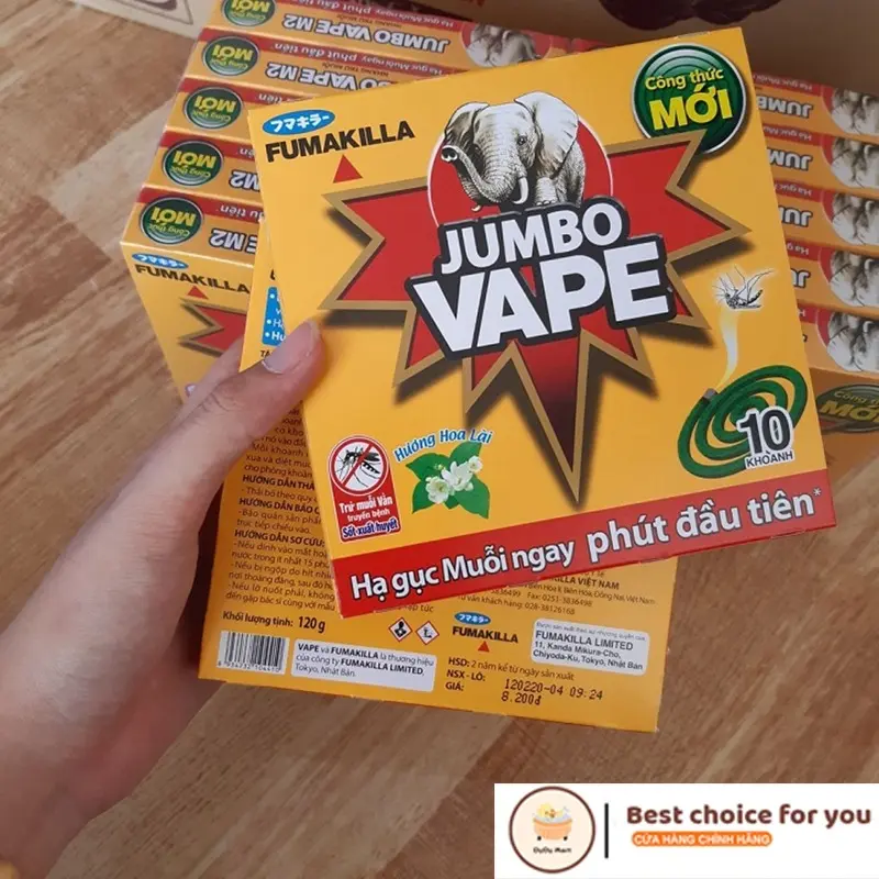Nhang Muỗi Jumbo Vape Hương Hoa Lài Hộp 10 Khoanh 120g