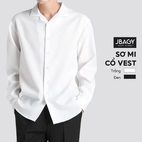 Áo sơ mi nam form rộng COVE cổ vest Hàn Quốc vải lụa lạnh mềm mại thương hiệu JBAGY - JS0102 Menswear Shirt