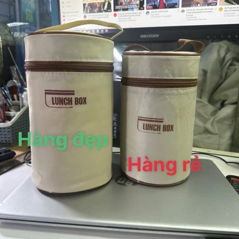 Hộp Cơm Văn Phòng, Hộp Cơm Giữ Nhiệt LUCKY LUNH BOX -  BENTO BOX - MEAL BOXKèm Thìa Đũa Túi , Thiết Kế 3 Ngăn Riêng Biệt Kèm Ruột Inox 304 4