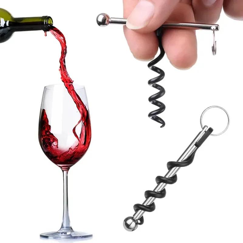 Mini Pocket Red Wine Bottle Corkscrew Beer Cap Opener Keychain Key Ring ...