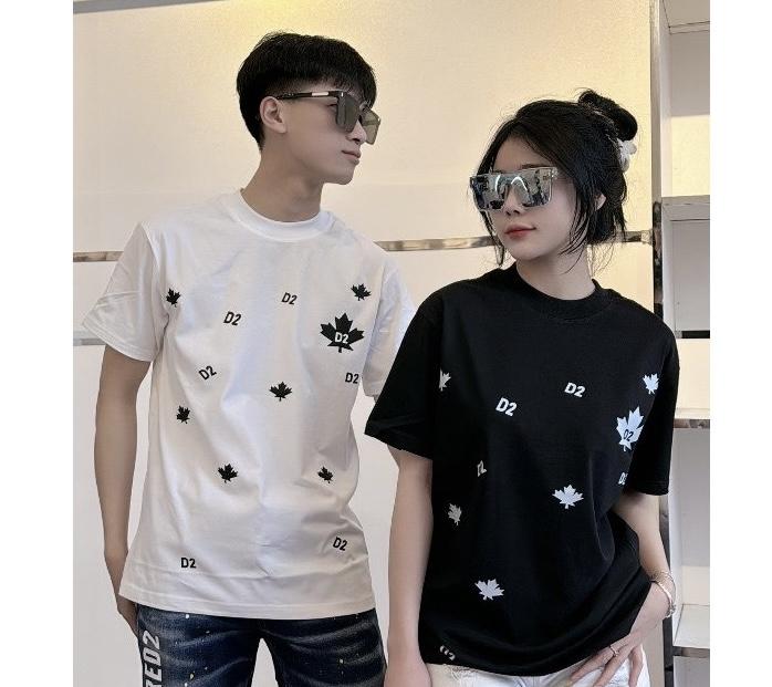 Áo Cổ Tròn In Chữ D2 Menswear Cho Nam Nữ Tre Đen