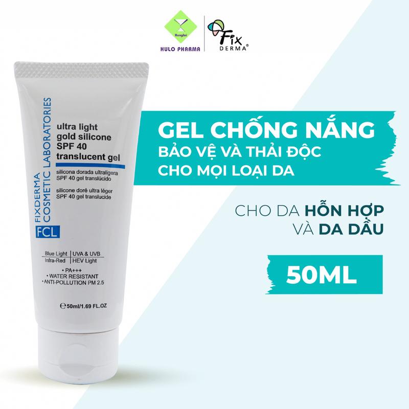 Gel Chống Nắng FCL Ultra Light Gold Silicone SPF 40 Translucent Gel Giúp Bảo Vệ Và Thải Độc Cho Da Dầu Mụn 50ml [Hùng Lợi] kcn