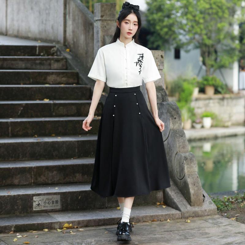 Product Introduction of Elegant Chinese Hanfu Outfit Set for Teens - Poetry Recital, School Sports Day, Graduation Choir Performance |     Traditional Costume for Middle High School Students 26