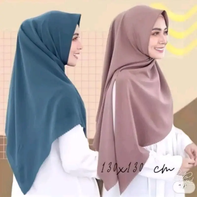 Segiempat Bella Square Syar'i Laser Cut 130x130cm Polycotton Jilbab Lembut Muslim Kerudung Nyaman