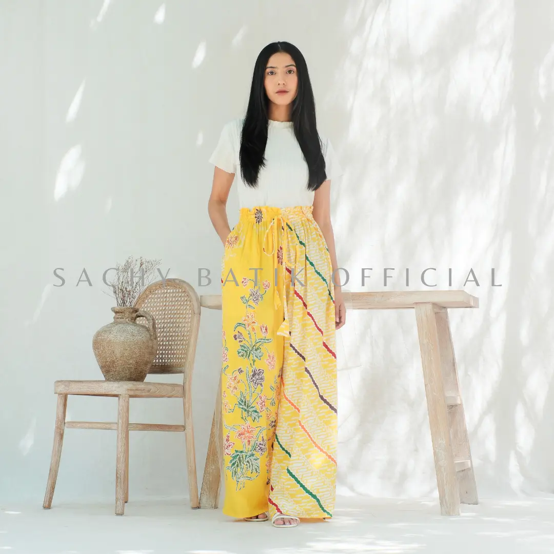 celana kulot jumbo batik cap motif encim | bawahan wanita batik rayon candimekar Melar Panjang Katun Kancing