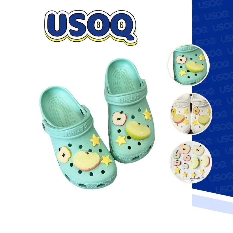 Phụ Kiện Tự Làm Guốc Thông Gió, USOQ, Mô Phỏng Ba Chiều Của Trò Chơi Thực Phẩm, Giày Táo, Đồ Trang Trí Hoa, Khóa Giày Có Thể Tháo Rời 0