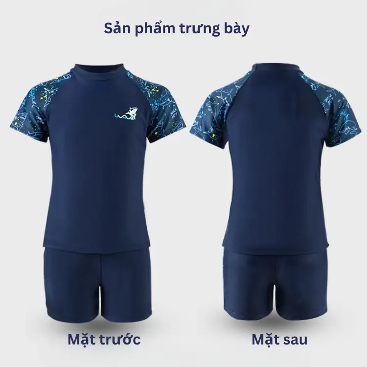 Đồ bơi bé trai họa tiết cá mập kiểu dáng thể thao hàng chính hãng YUKE mẫu mới 2023 cho bé tới 45kg 3