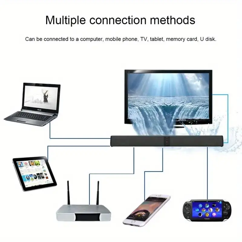 Wireless Bluetooth-compatible Soundbar, 1 Count Modern Design Bluetooth-compatible Computer Speaker, Portable Stereo Soundbar for Multiple Devices, Use for Spring Travel, Stocking Fillers Gift 7