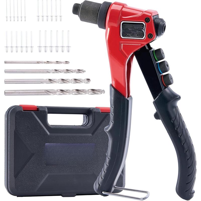 Pop Rivets Bit Rivet Kit, Manual Pop Rivet Tool with 200 Rivets and 4 Dril - TikTok Shop