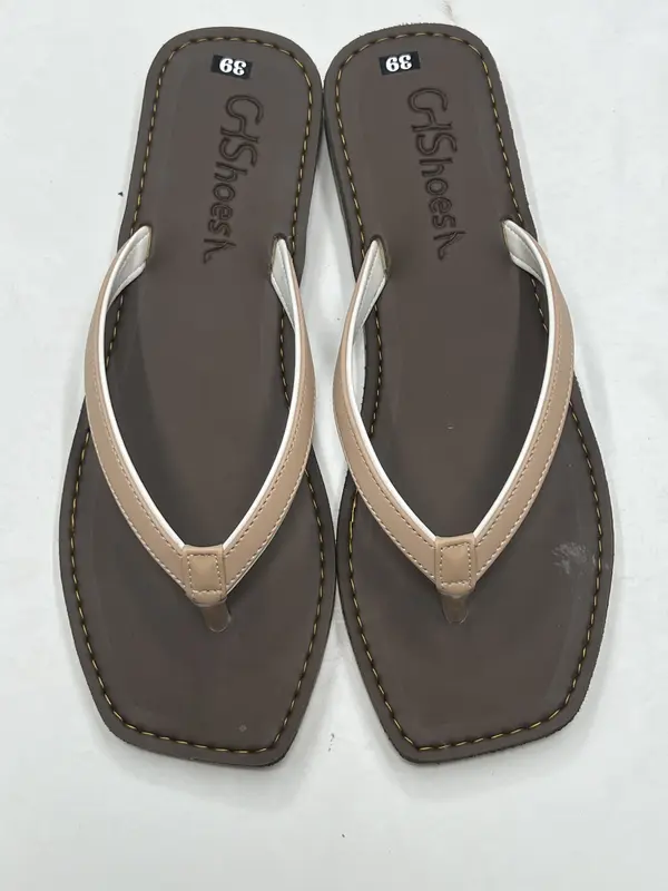 GHShoes VD10 - Dép nữ kẹp phối màu trắng đế bằng mũi vuông mùa hè  Mùa đông Trong nhà Ngoài trời DéP Sandal GiàY cờ rốc quai 3