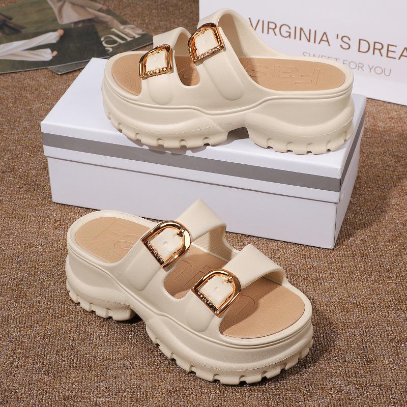 Dép Quai Ngang Nữ 2 Khoá Độn Đế Răng Cưa Mẫu Hót Nhất Năm Nay Sandal DéP GiàY Shoes Jean