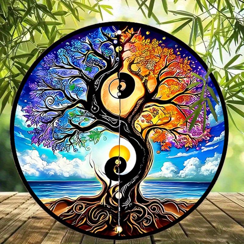 Product Introduction of Colorful Yin Yang Tree Ocean Sunset Metal Wall Art - Vibrant Round Poster for Bar, Cafe, Beach House, Backyard - Ideal for Artistic Spaces, Coastal Home Decor, 2D, Perfect for Room Decor 15
