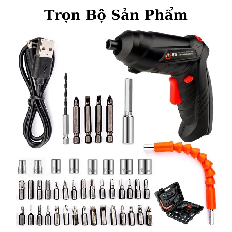 Bộ Khoan Vít Điện Cầm Tay 47 Chi Tiết Gập xoay 180 độ linh hoạt Pin tích điện mạnh mẽ - Đa Năng, Hỗ Trợ Tối Ưu Mọi Công Việc 8