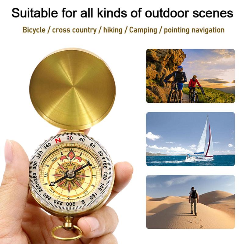 Camping Hiking Pocket Brass Golden Compass Portable Compass Outdoor Navigation Good Goods 6