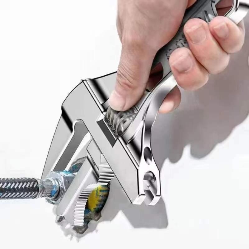 Portable Short Handle Bathroom Plumbing Wrench Extra Large Opening Strong Clamping Adjustable Spanner Plumbing Installation Multi-function Faucet Pipe Tubing Hand Tool Basin Sink Hardware 5