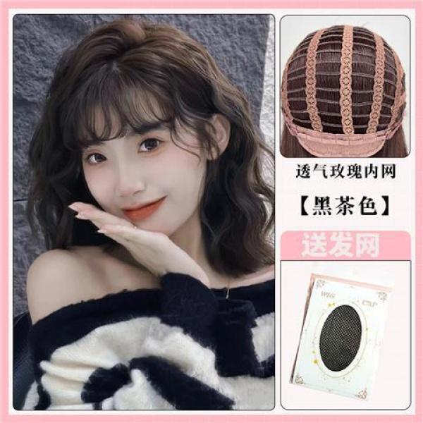Wig Women's Short Hair 2022 New Fashion Full-Head Wig Hong Kong Style Idle Style Short Curly Hair Small Curls Simulation Hair Cover 6
