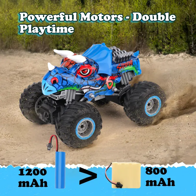 Remote Control Monster Truck, 1 Set 360 Degree Stunt Function Off Road Triangle Dragon Monster Truck Toy with Light & Music & Spray, RC Car Toy for Teenagers 3
