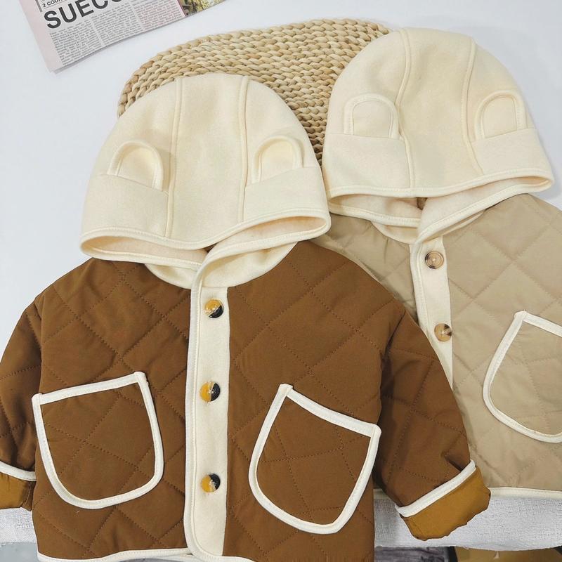 [BeHan] Áo phao trần bông chất dày dặn ấm áp mũ liền cho bé trai bé gái - 24B26A