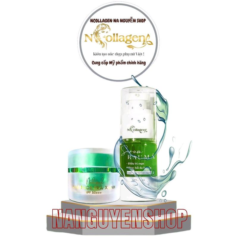 Combo Kem Face Trà Xanh+ Serum rau má Ncollagen dành cho da mụn Skincare Chăm Sóc Da Làm Đẹp Da Women Nữ Dưỡng Ẩm Da Sen Massage Son trị Collagen chấm  mụn  hiệu  quả
