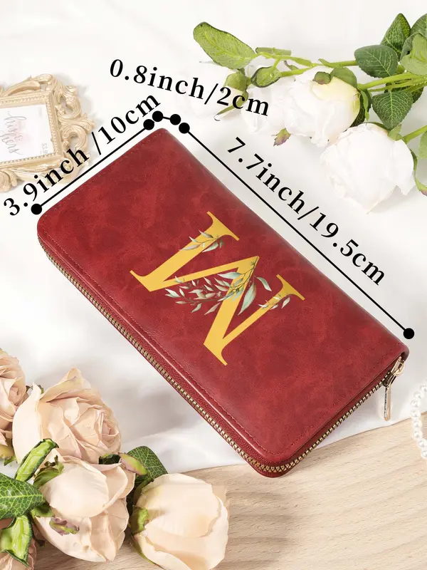 Women's Letter Pattern Long Wallet, Fashionable PU Leather Zipper Wallet for Daily Used, Casual Trendy Versatile High-quality Daily Wallet 1