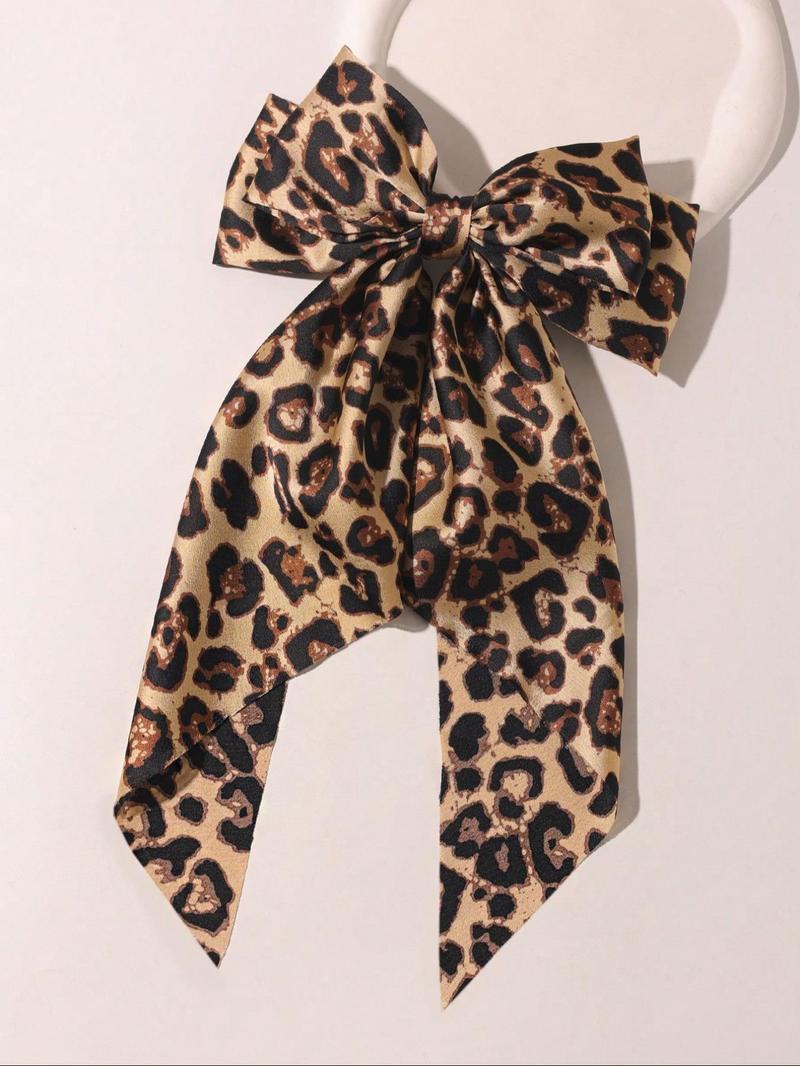 Product Introduction of Leopard Print Bow Decor Hair Clip, Casual Hair Accessories for Women & Girls, Minimalist Headwear Suitable for Thick Hair 0
