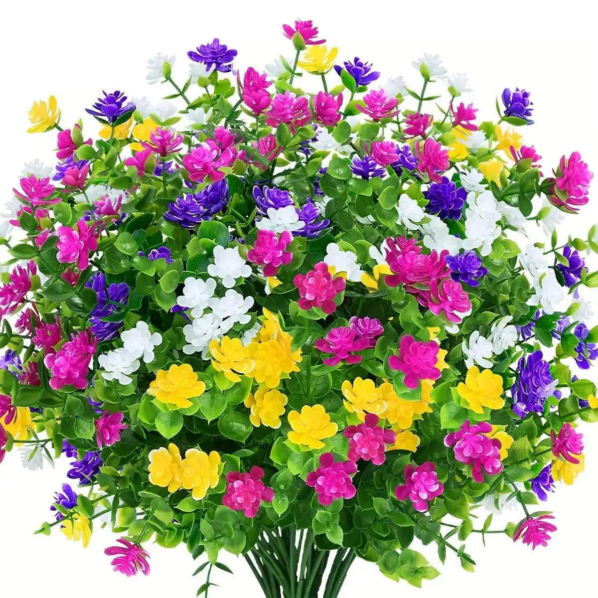 Artificial Flower in Pot, 8 Counts/set Colorful Faux Flower, Decorative Flower for Home Garden Wedding Party Decoration