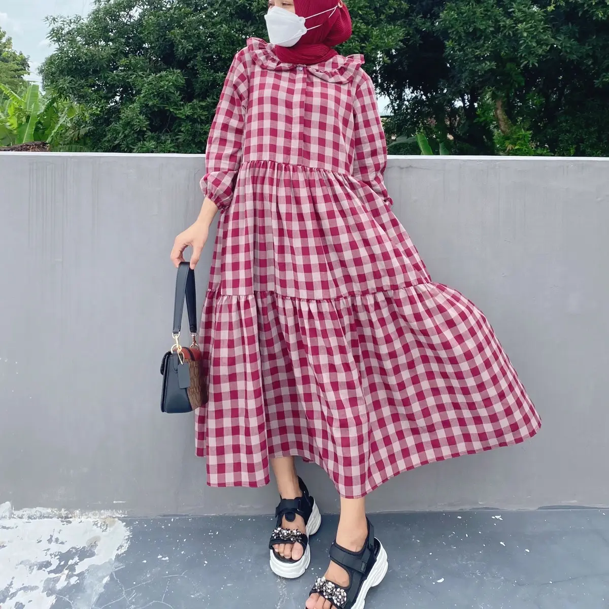 Gingham Mididress Kotak-kotak Midi Dress by Malissa