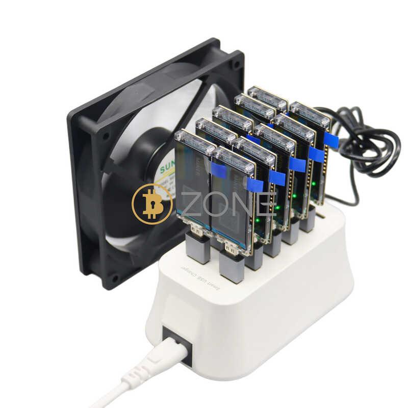 Product Introduction of 10PCS NerdMiner V2 78KH S*10 Bitcoin Solo With 10 Port USB Hub Crypto Miner T DISPLAY S3 780kh s BTC Mining Station 12