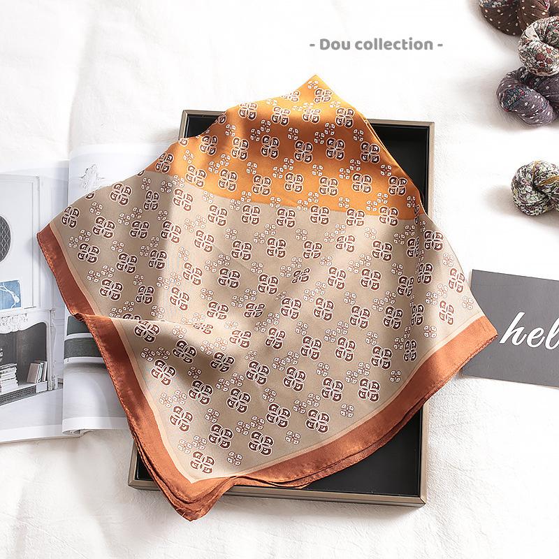 Khăn Lụa Vuông Unisex, Khăn Turban Hoạ Tiết Hoa Monogram Phối Nhiều Màu Thời Trang Xuân Hè - Size 70x70cm - Mã KL068 8