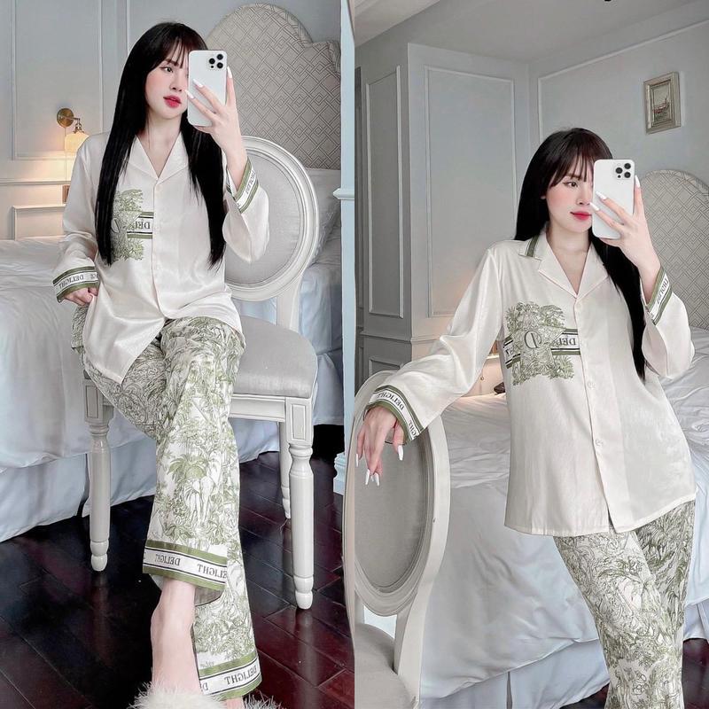 Product Introduction of Đồ bộ mặc nhà (lụa xước)phong cảnh 2 màu pijama nữ Voi Women 2