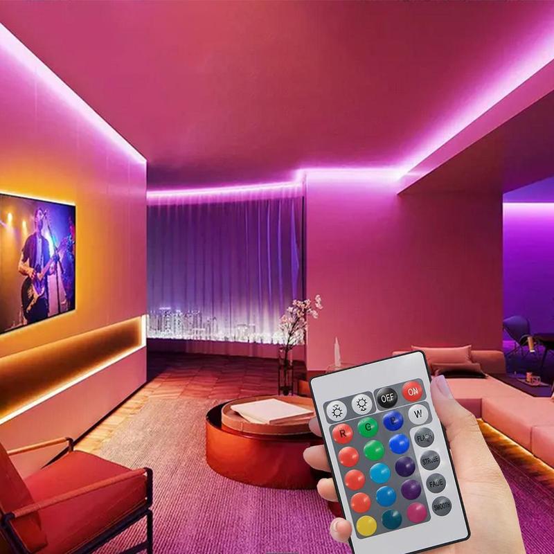 Product Introduction of RGB LED Strip Light, 1 Count USB Powered LED Strip Light with 24-Key Remote Control, Color Changing LED Ambient Light for Bedroom, Party, TV Backlighting, Modern Decorative Light 5