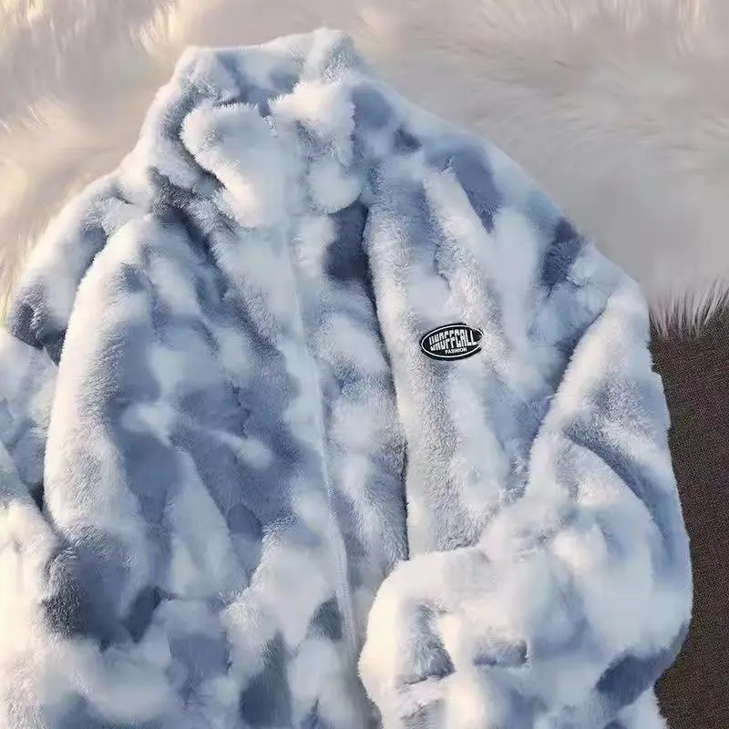 Áo Khoác Len Cừu, Phong Cách Tie-Dyed, Dành Cho Nữ, Ngoại Cỡ, Mùa Đông, Da Lộn Dày, Thời Trang, Phong Cách Ins, Mới, Dáng Rộng Vừa Vặn