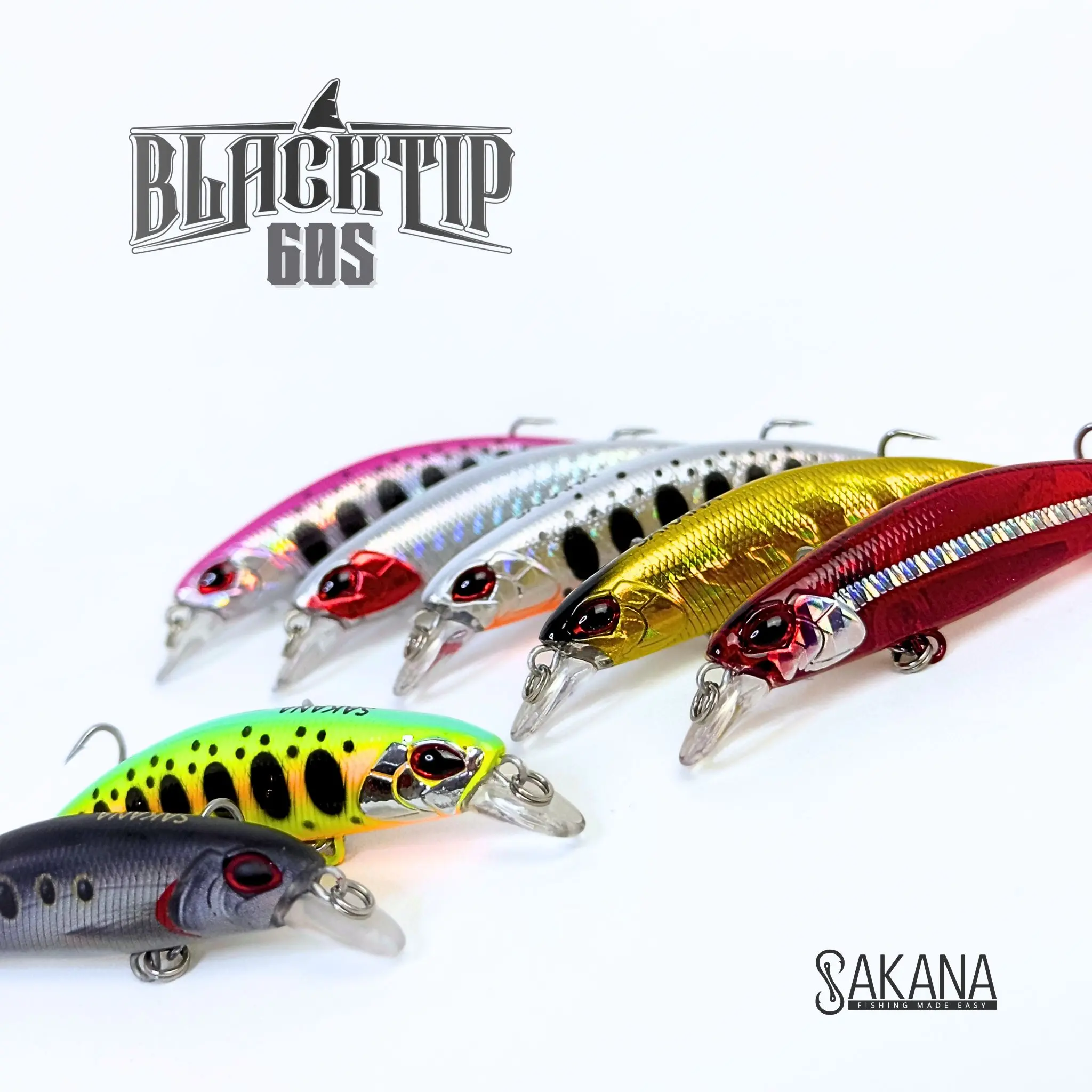 Lure Sakana Blacktip 60s Sinking Minnow rattle hook BKK