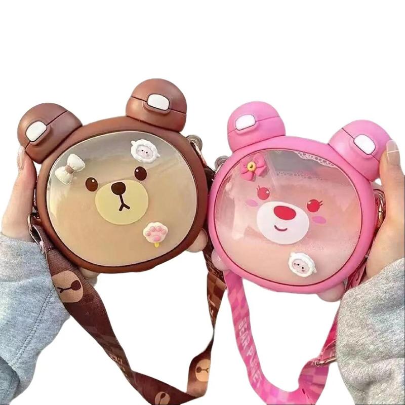 Bình nước 750ml 2 đầu uống hình gấu cute - mẫu mới 2023