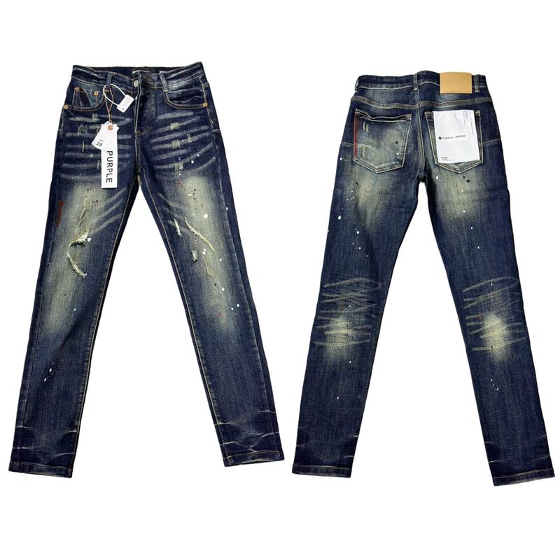( Ảnh Tự Chụp ) Quần Jean Pur Ple Wash Rách Vảy Sơn Đỏ 4 Cúc Form LikeAuth Chuẩn loại 1 ( Tag Mác Lụa , 4 Tag Sườn , Cúc Đồng , Mác Thêu , Túi Vải )​ 0