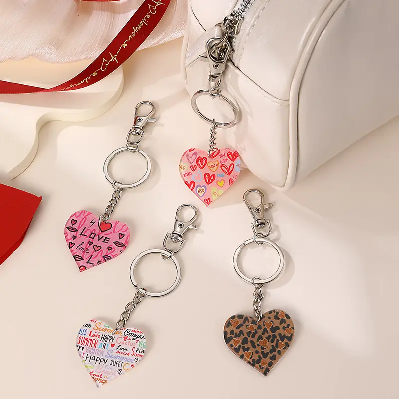 Cross-border Hot-selling New Valentine's Day Acrylic Love Means Girl's Heart Keychain Creative Pendant