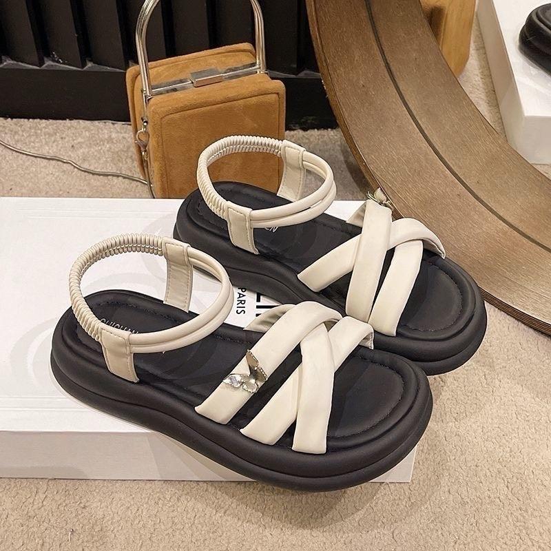 ( Đế cao 5cm ) Giày Sandal Bản To Đệm Mút Khóa Bướm Xinh Xắn - Shoes Nữ Dép Giày Quai Hậu Quaiha Dép - Len