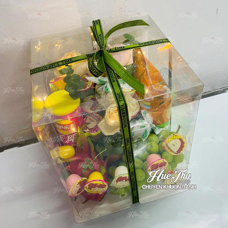 Hộp đựng bánh Mica Vuông trong suốt 11/13/16/22/26/28/30/32/34/36cm (cao 15-45cm, kèm đế) đựng bánh sinh nhật, quà tặng 3