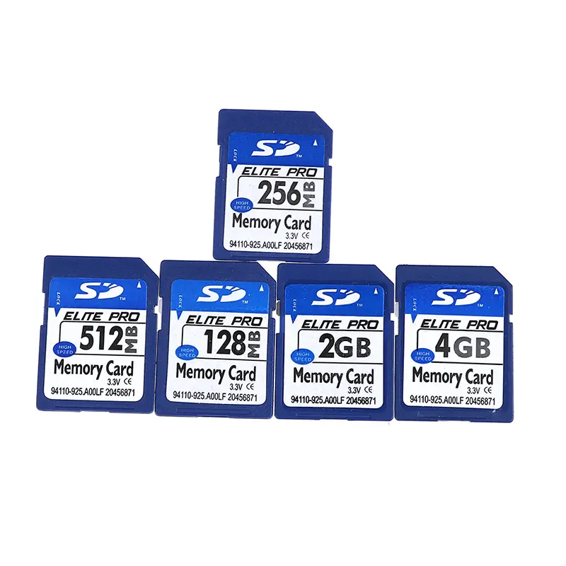 Thẻ nhớ tiêu chuẩn SD, có 128MB, 256MB, 512MB và 2GB, bộ nhớ kỹ thuật số an toàn 1