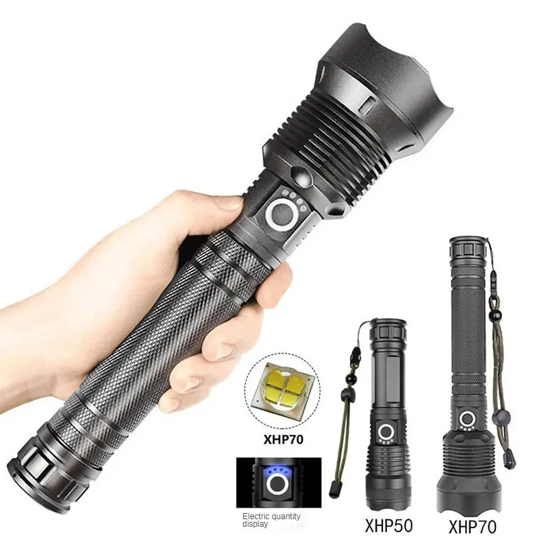 Aluminum Alloy Strong Light Flashlight LED Rechargeable Portable Strong Light Laser Cannon Searchlight Outdoor Camping Light Suitable for Patrol and Engineering Night Work