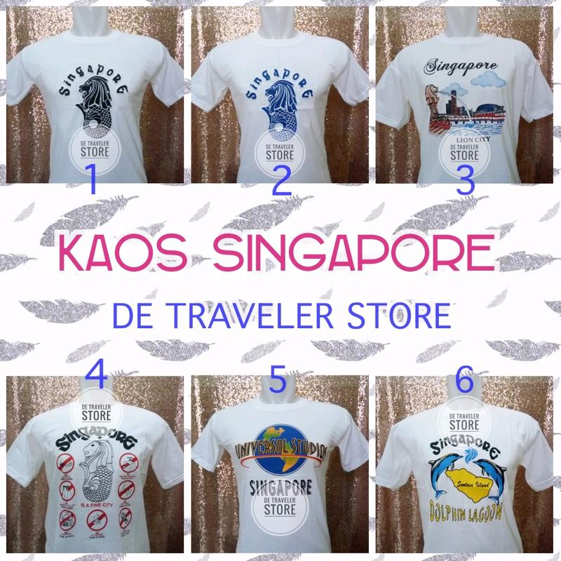 Kaos Singapore Merlion Souvenir Baju Negara Singapura Putih Katun 0
