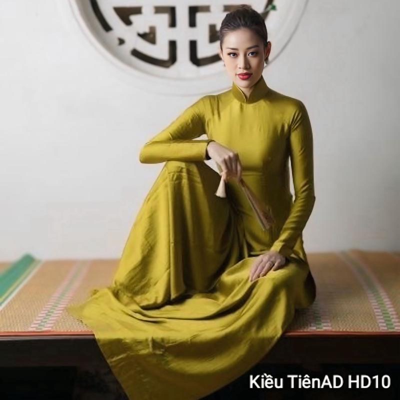  Bộ Áo Dài Truyền Thống Xanh Cốm Lụa 2 Da Cao Cấp   Nữ 
