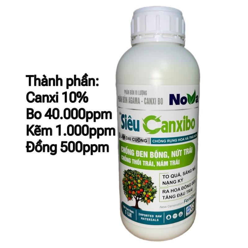 Phân bón lá Siêu Canxi bo chai 1 lít chứa hàm lượng dinh dưỡng cao chuyên dùng cho đậu trái, bông, cứng cây dầy lá hạn chế đen bông, nứt trái sầu riêng